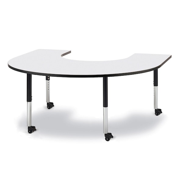 Berries Horseshoe Activity Table, 66 in. x 60 in., Mobile, Freckled Gray/Black/Black